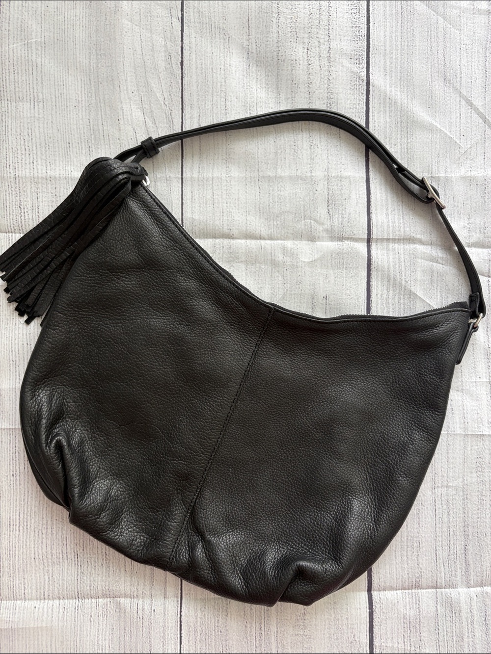 Margot Classic Black Leather Hobo Shoulder Bag